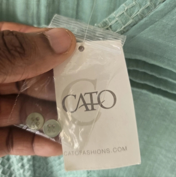 Cato Popover Blouse Sz 18/20 Plus Green Womens Cap 3/4 Sleeves Eyelet Dainty - Picture 5 of 12